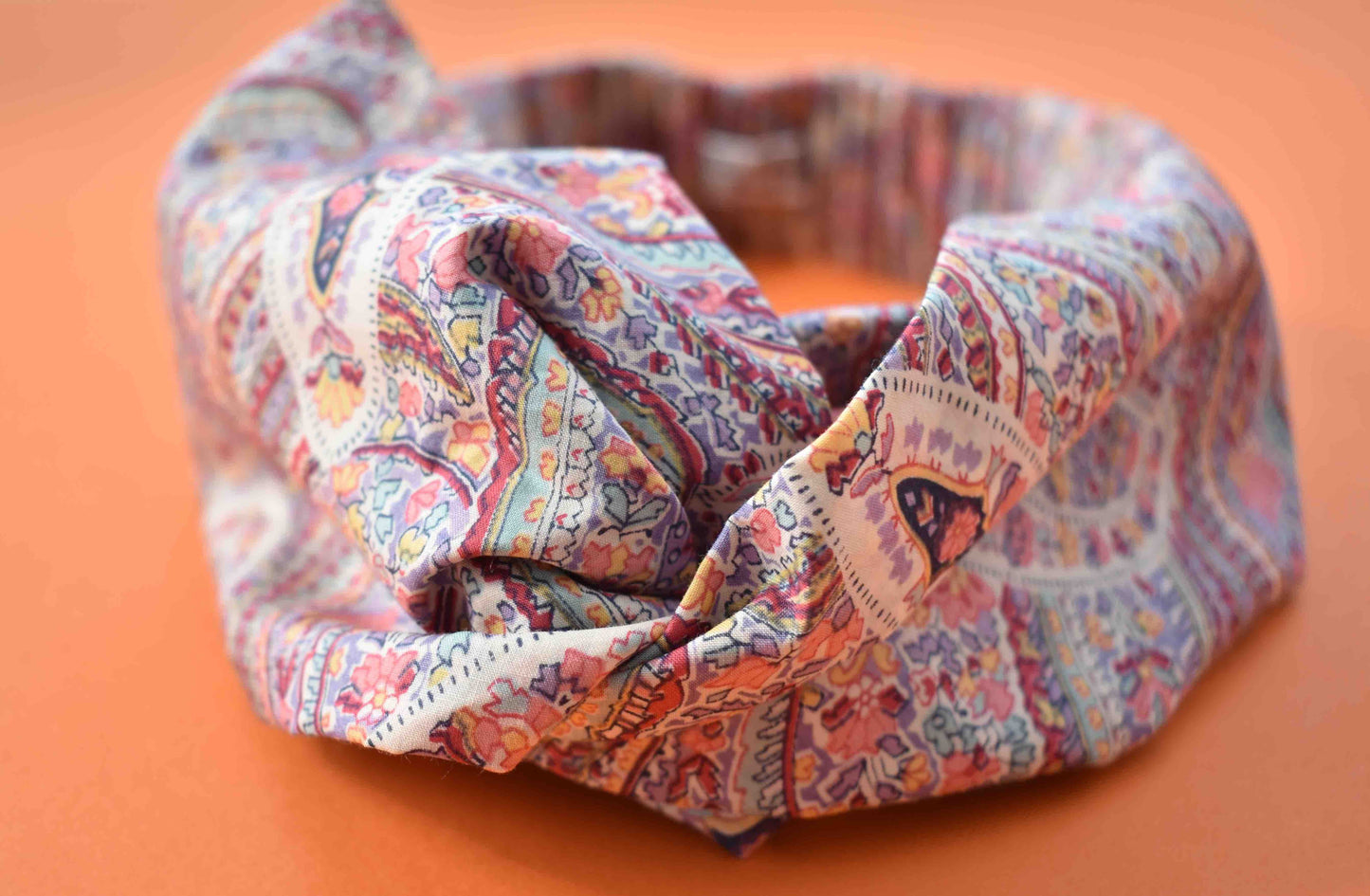 Tot Knot Twisted hairband - Limited Edition Pink Paisley original 1970s fabric - Tot Knots of Brighton