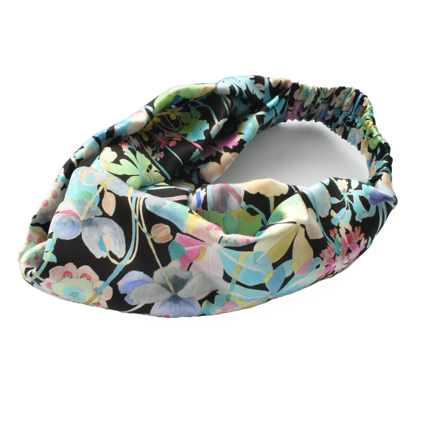 Silk Twisted Turban hairband and neck scarf in Liberty of London Spring Proposal Silk Satin - 100% silk
