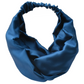 Silk Twisted Turban hairband and neck scarf in Peacock Blue Mulberry Silk - 100% pure silk satin - Silk & Lawn