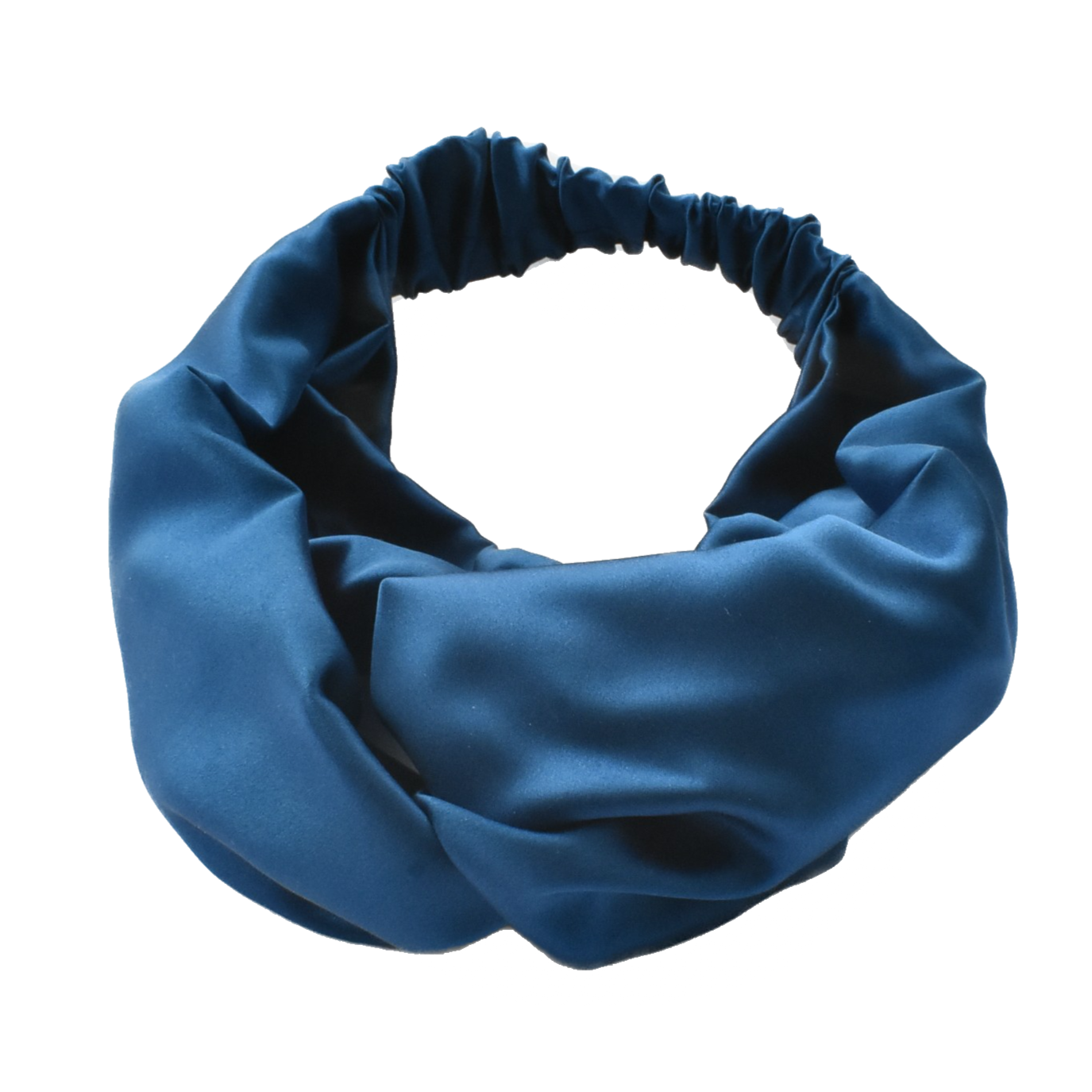 Silk Twisted Turban hairband and neck scarf in Peacock Blue Mulberry Silk - 100% pure silk satin