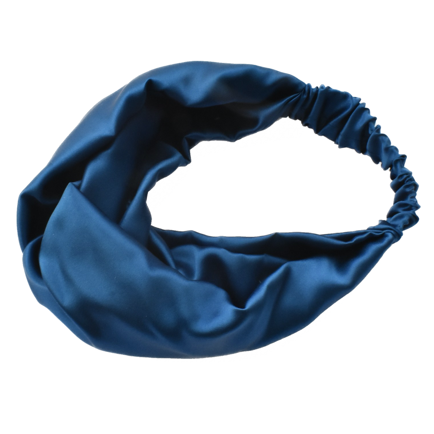 Silk Twisted Turban hairband and neck scarf in Peacock Blue Mulberry Silk - 100% pure silk satin