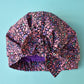 Ladies Turban Hat - Purple Feather Lantana Adriatic Liberty of London print - Silk & Lawn