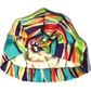 Ladies Turban Hat - Vintage 1970-80s Bright Ikat Print in Liberty of London printed - Varuna wool - Silk & Lawn