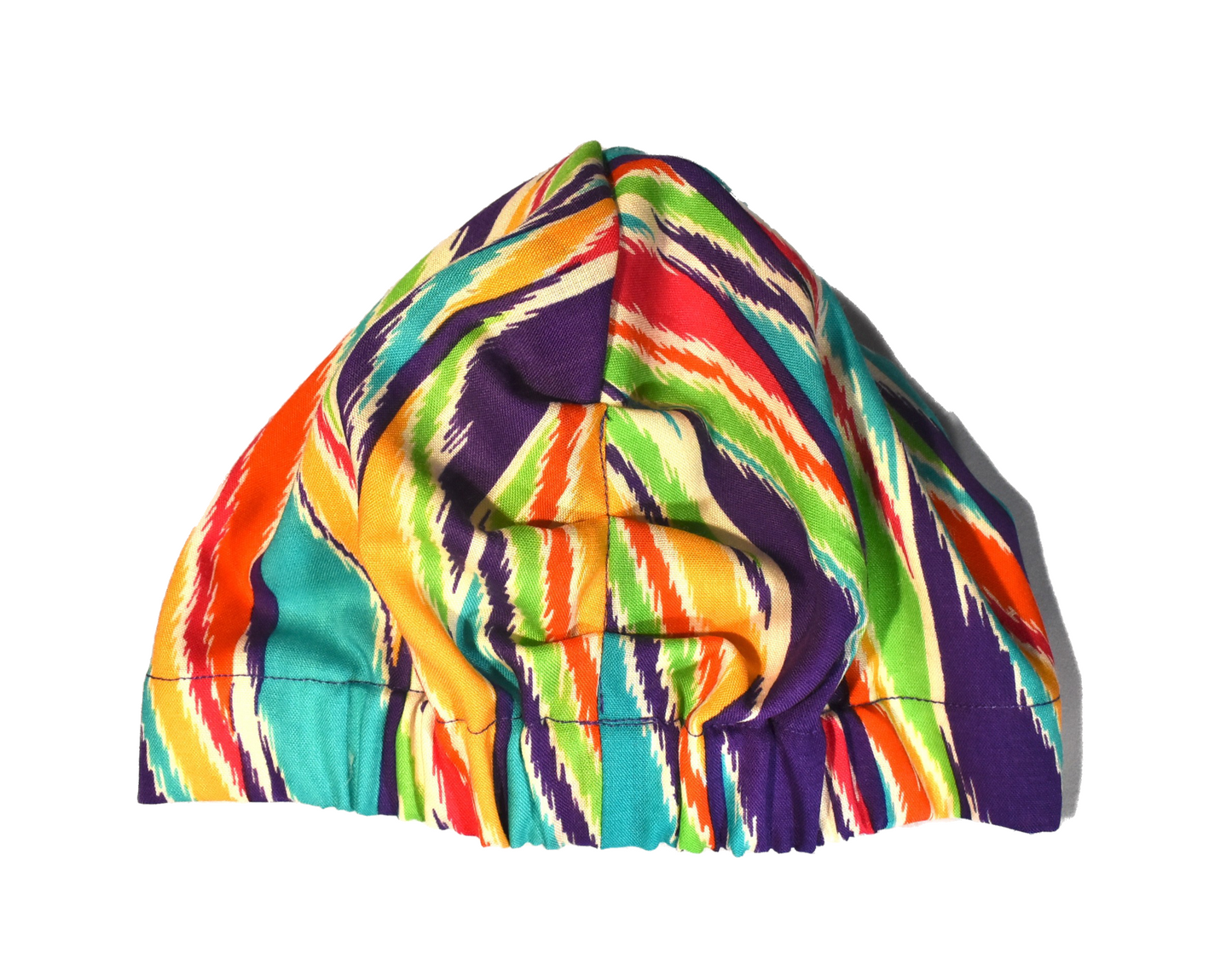 Ladies Turban Hat - Vintage 1970-80s Bright Ikat Print in Liberty of London printed - Varuna wool