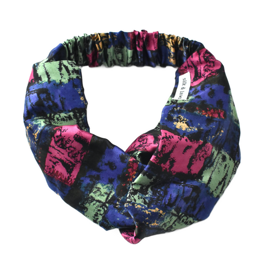 Silk Twisted Turban hairband in Liberty of London Althea - Bright Graphic - 100% Silk-Satin