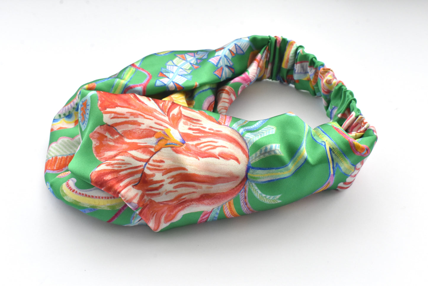 Silk Twisted Turban hairband and neck scarf in Liberty of London Garden of Reverie Silk Satin - 100% silk