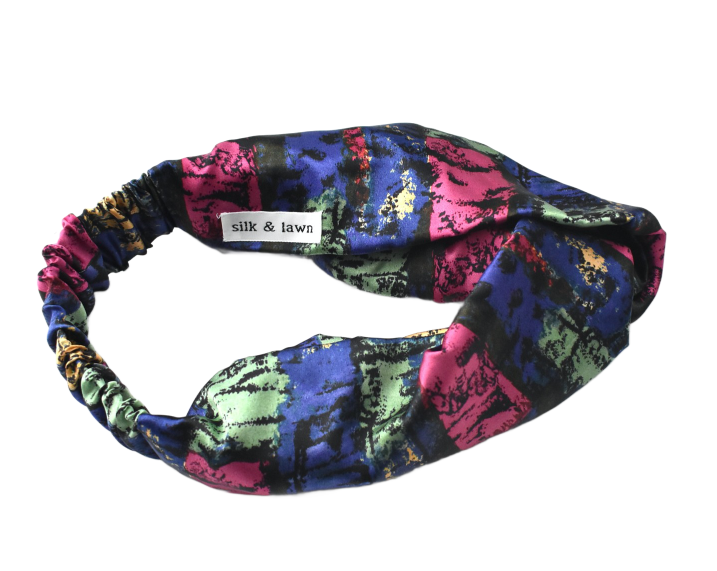 Silk Twisted Turban hairband and neck scarf in Liberty London Althea - Bright Graphic - 100% Silk-Satin