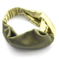 Two tone Moss and Lime Green Split Twisted Turban hairband and neck scarf in Mulberry Silk - 100% pure silk satin - Silk & Lawn