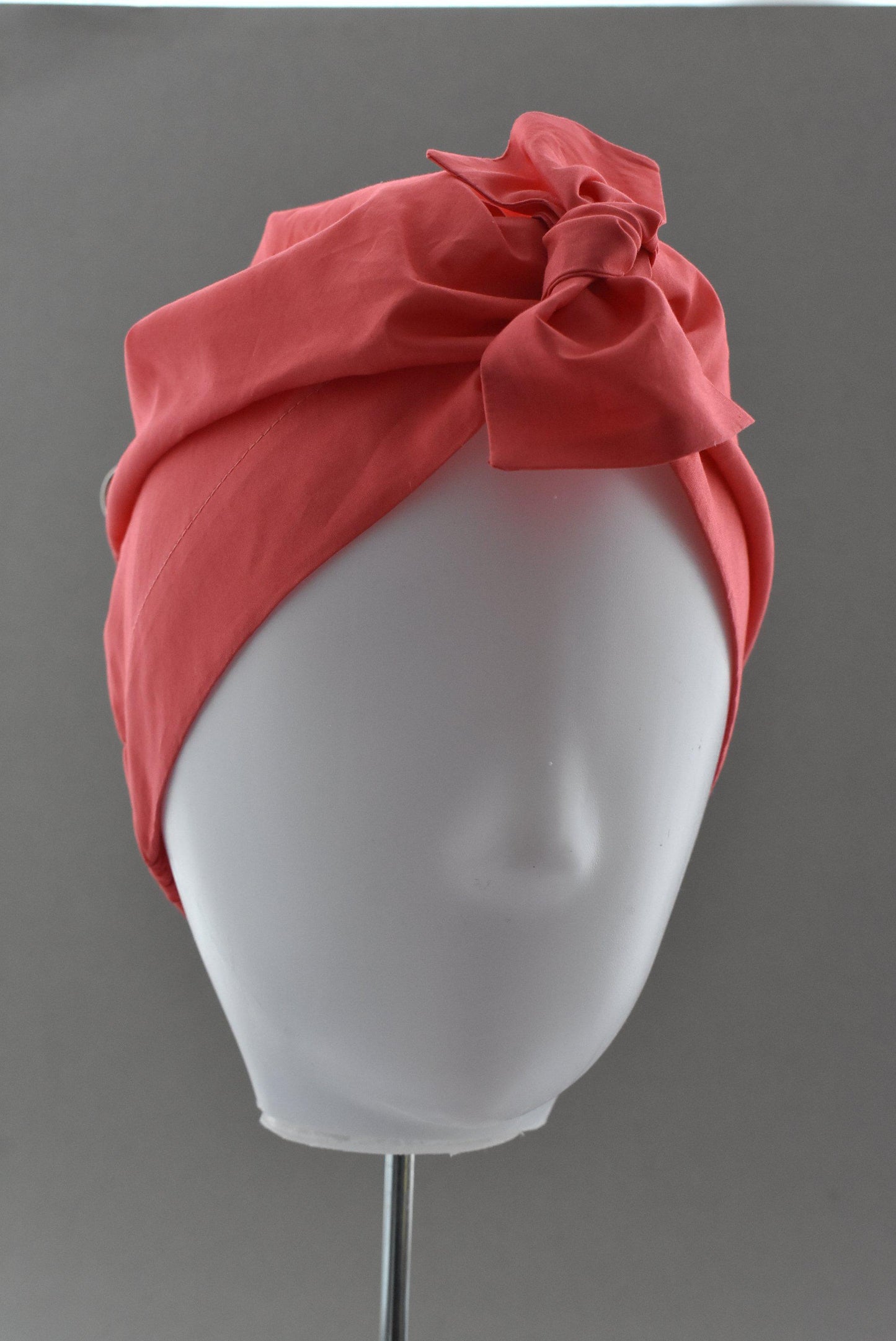 Ladies Turban Hat - Coral Red - Tot Knots of Brighton