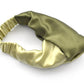 Two tone Moss and Lime Green Split Twisted Turban hairband and neck scarf in Mulberry Silk - 100% pure silk satin - Silk & Lawn