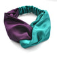 Aubergine & Turquoise Split Twisted Turban hairband and neck scarf in Mulberry Silk - 100% pure silk satin - Silk & Lawn