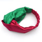 Green and Fuchsia Pink Split Twisted Turban hairband and neck scarf in Mulberry Silk - 100% pure silk satin - Silk & Lawn