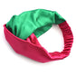 Green and Fuchsia Pink Split Twisted Turban hairband and neck scarf in Mulberry Silk - 100% pure silk satin - Silk & Lawn