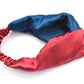 Blue & Red Split Twisted Turban hairband and neck scarf in Mulberry Silk - 100% pure silk satin - Silk & Lawn