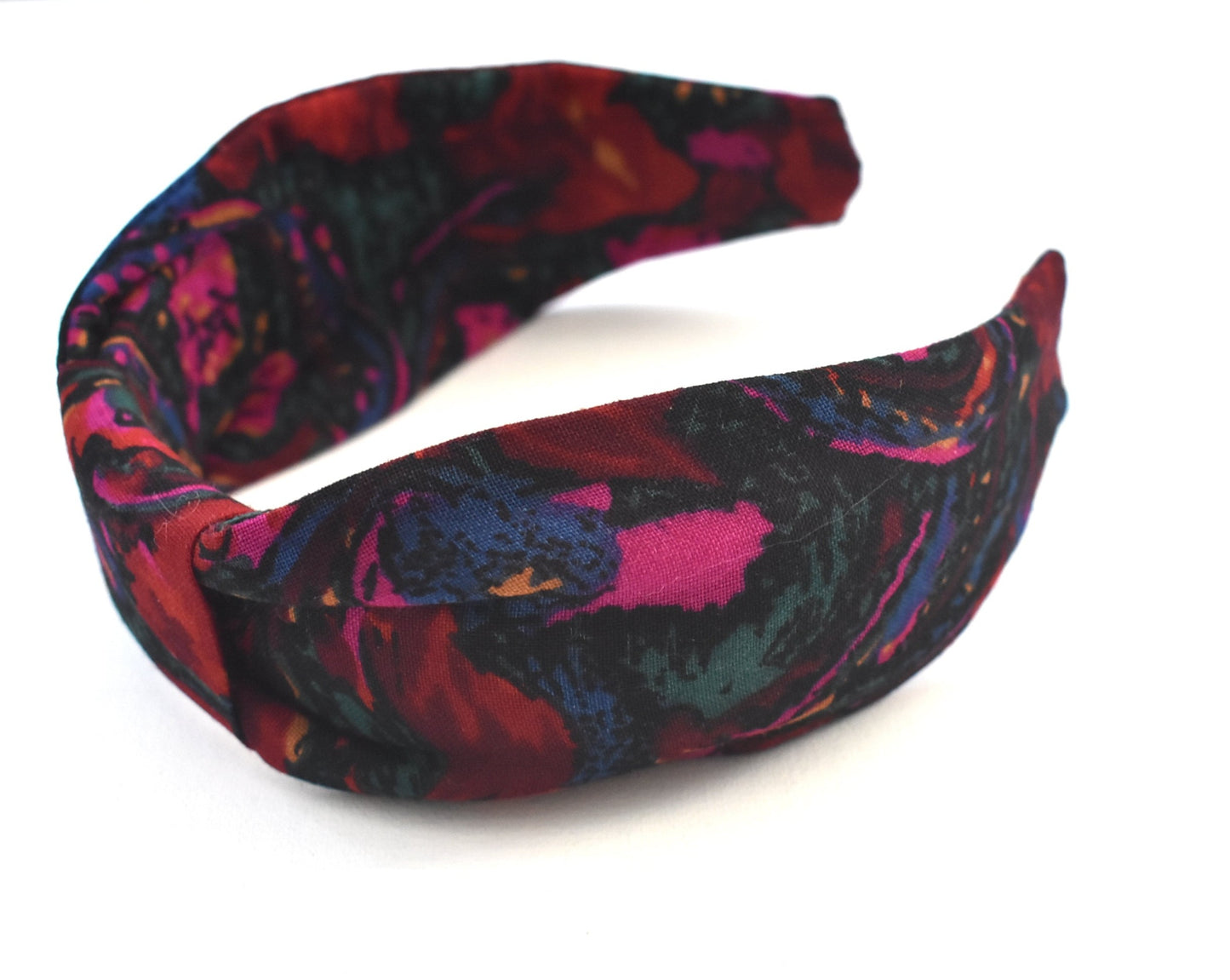 Wide Bow Alice headband - Liberty of London Vintage Bright Abstract Floral Varuna Wool