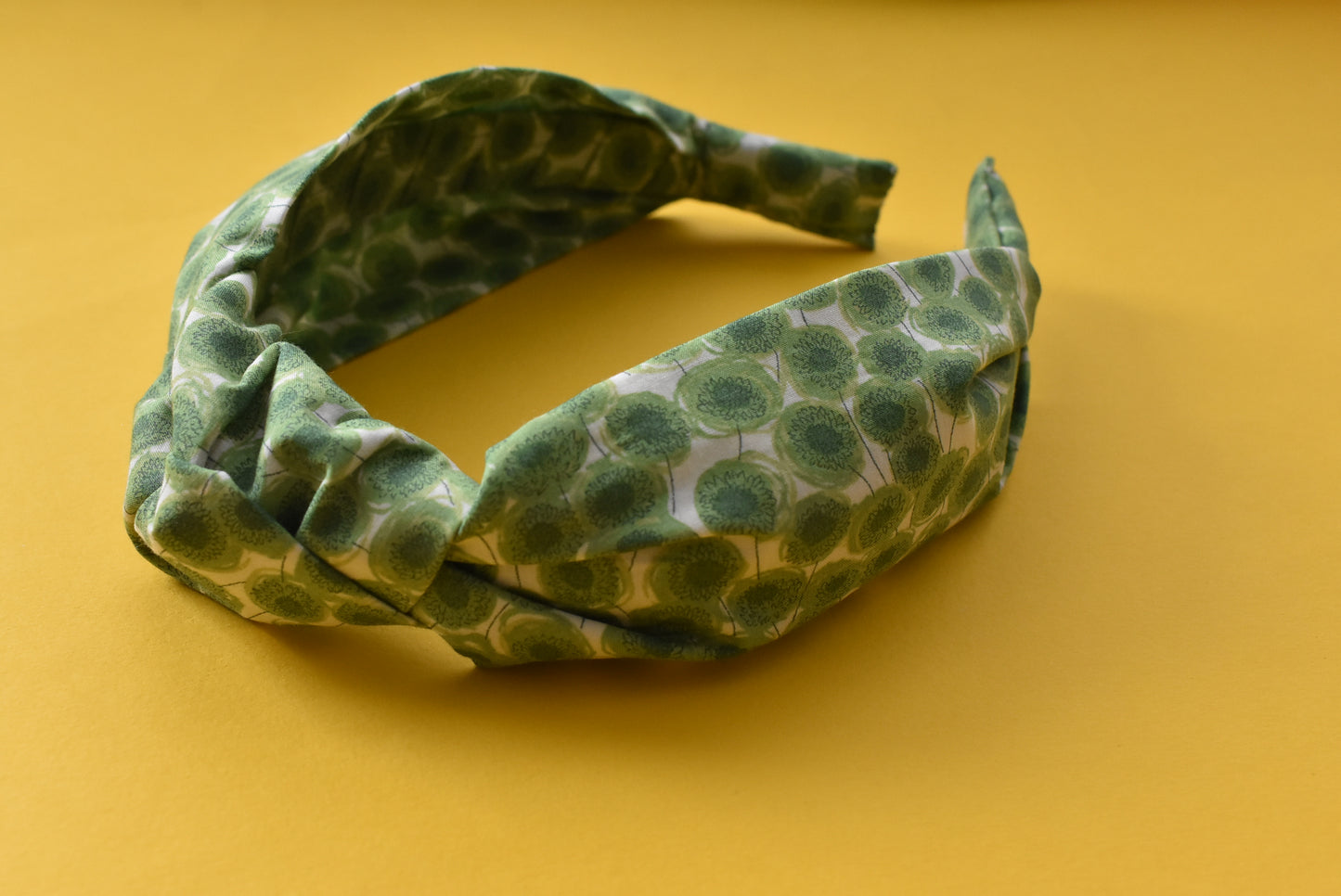 Ladies Knot Alice headband - Liberty of London Xanthe Sunbeam Green - Silk & Lawn