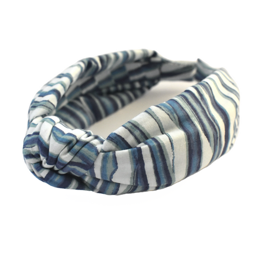 Classic Knot head band - Liberty of London Blue Martin Stripe print