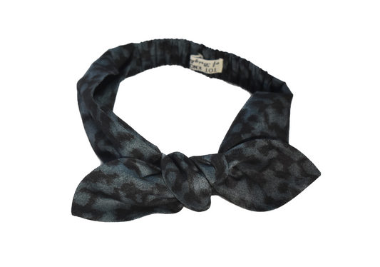 Kids Knot Tie hairband - Liberty of London Blue Animal Plastic Fantastic print