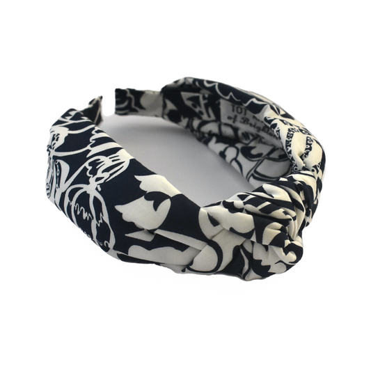 Classic Knot head band - Liberty of London Navy and White Gatsby Monochrome print