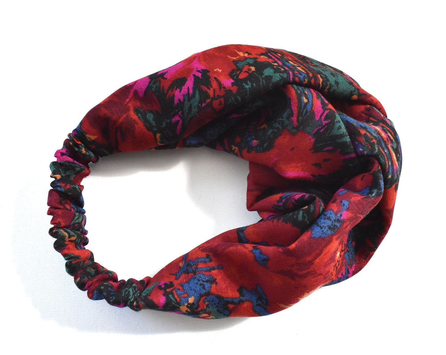 Twisted Turban hairband - Bright Abstract Floral - in Vintage Liberty of London Varuna wool