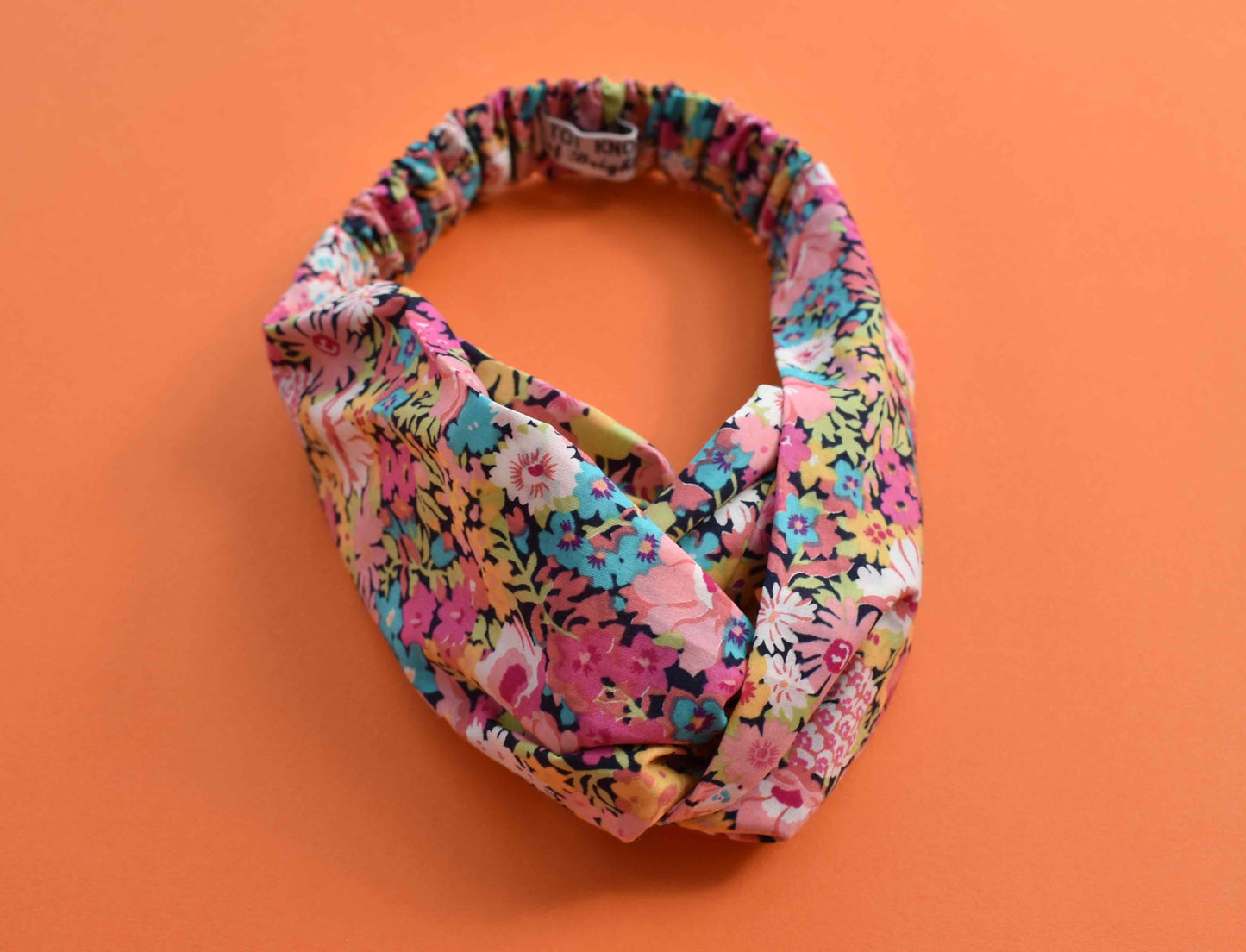 Tot Knot Twisted hairband - Thorpe Pink and Blue Floral - Tot Knots of Brighton