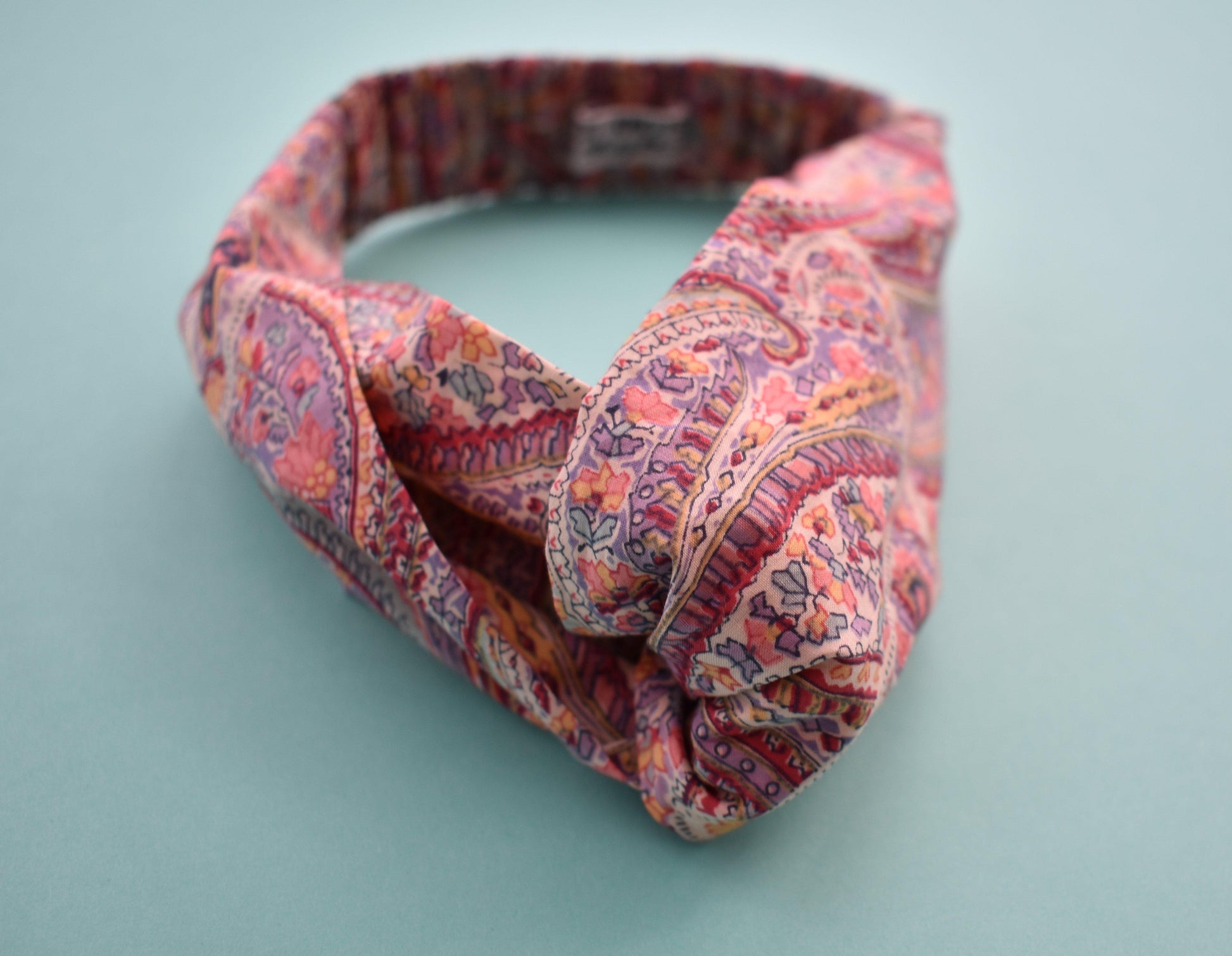 Tot Knot Twisted hairband - Limited Edition Pink Paisley original 1970s fabric - Tot Knots of Brighton