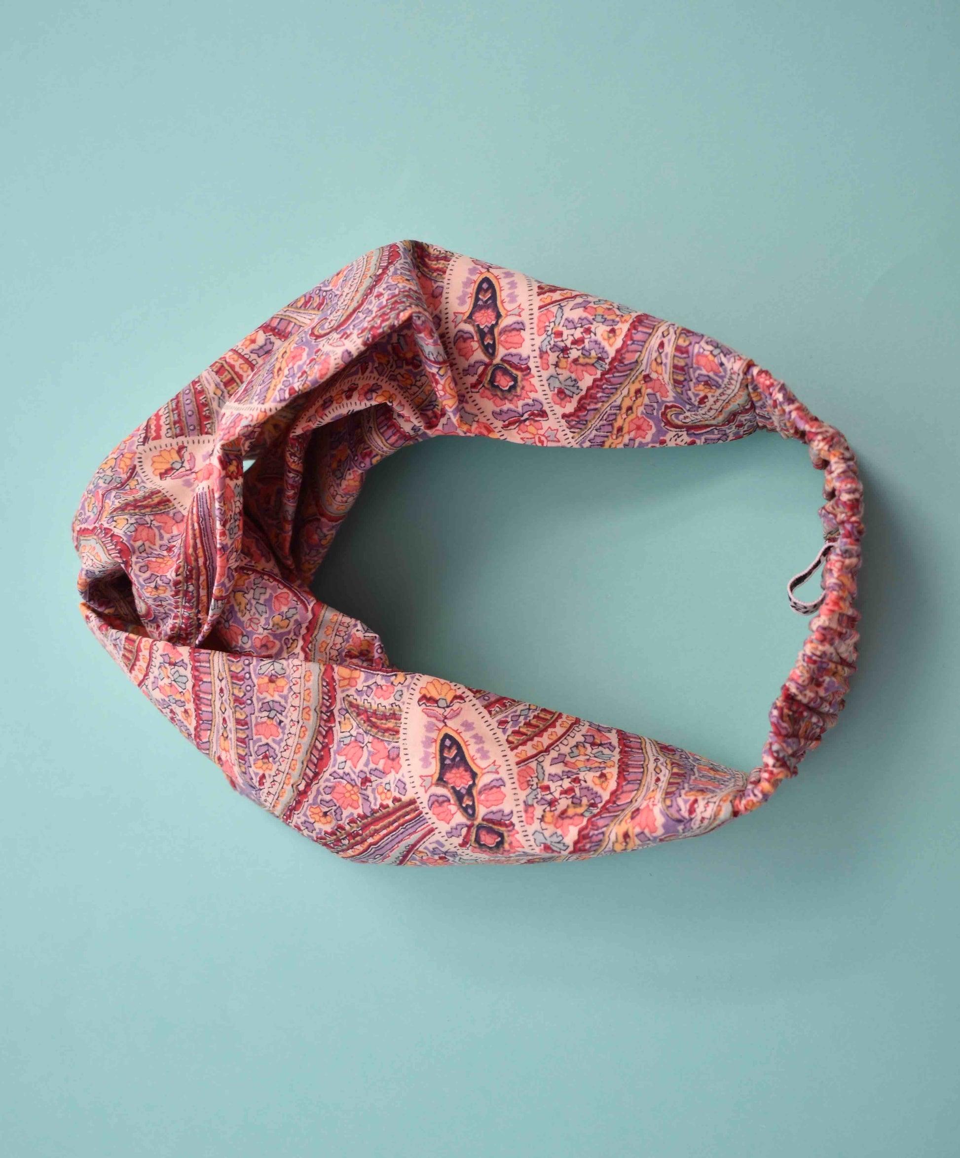 Tot Knot Twisted hairband - Limited Edition Pink Paisley original 1970s fabric - Tot Knots of Brighton