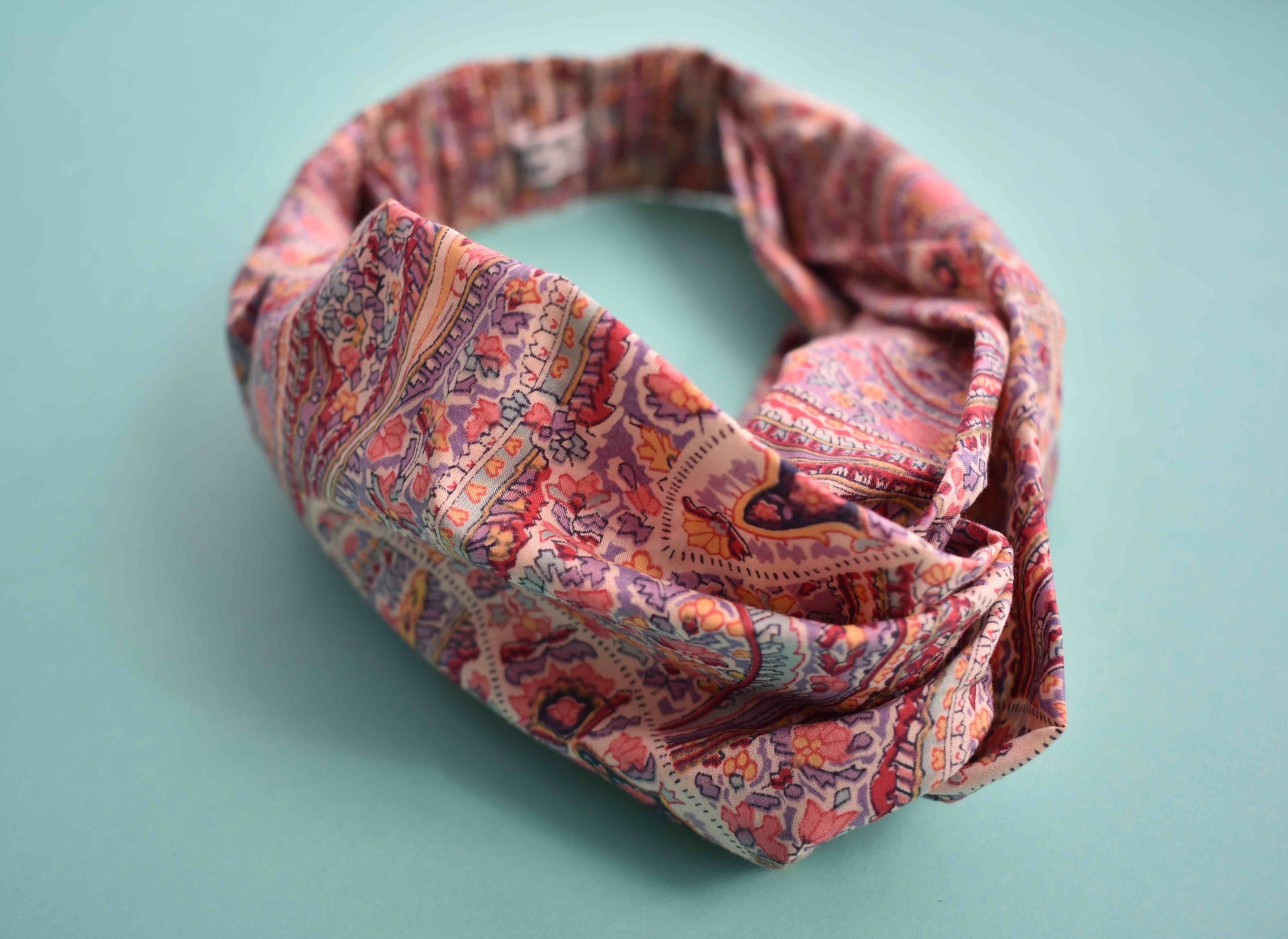 Tot Knot Twisted hairband - Limited Edition Pink Paisley original 1970s fabric - Tot Knots of Brighton