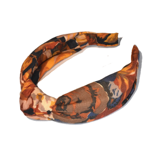 Knot Headband - Vintage Liberty of London Autumnal Rust Rose in Varuna wool