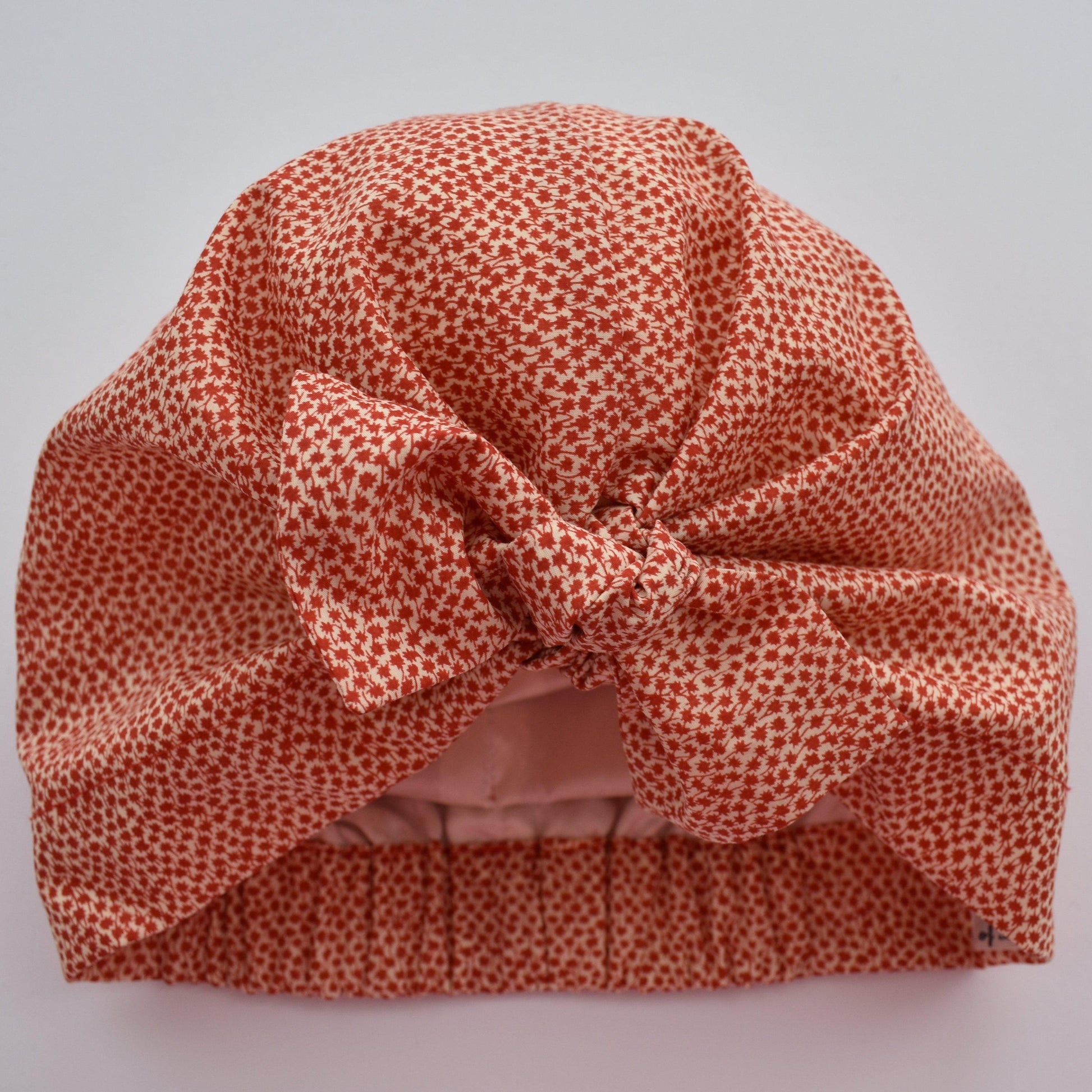 100% silk lined Turban & Head wrap in Red and White Floral Marco Liberty print - Tot Knots of Brighton