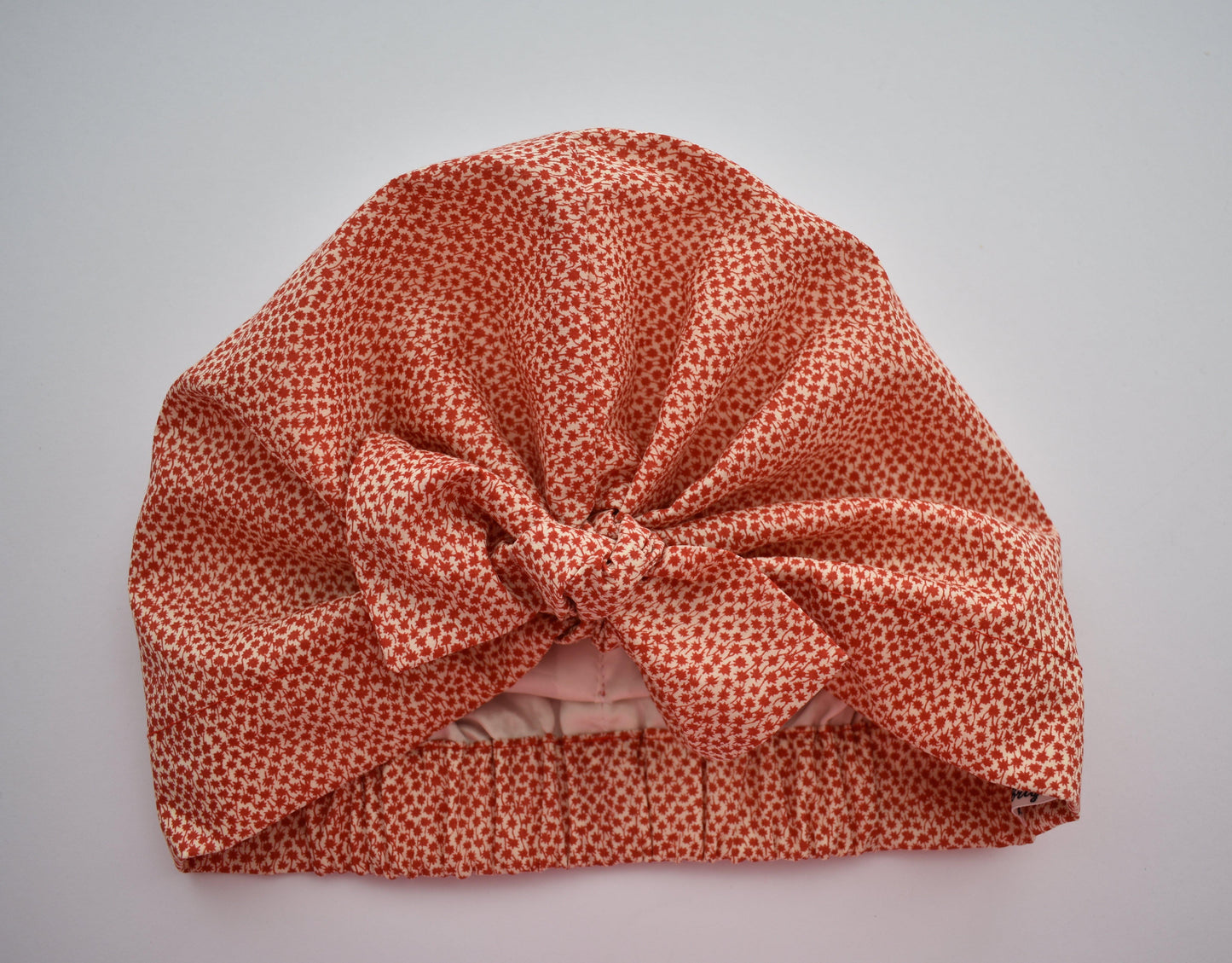 100% silk lined Turban & Head wrap in Red and White Floral Marco Liberty print - Tot Knots of Brighton