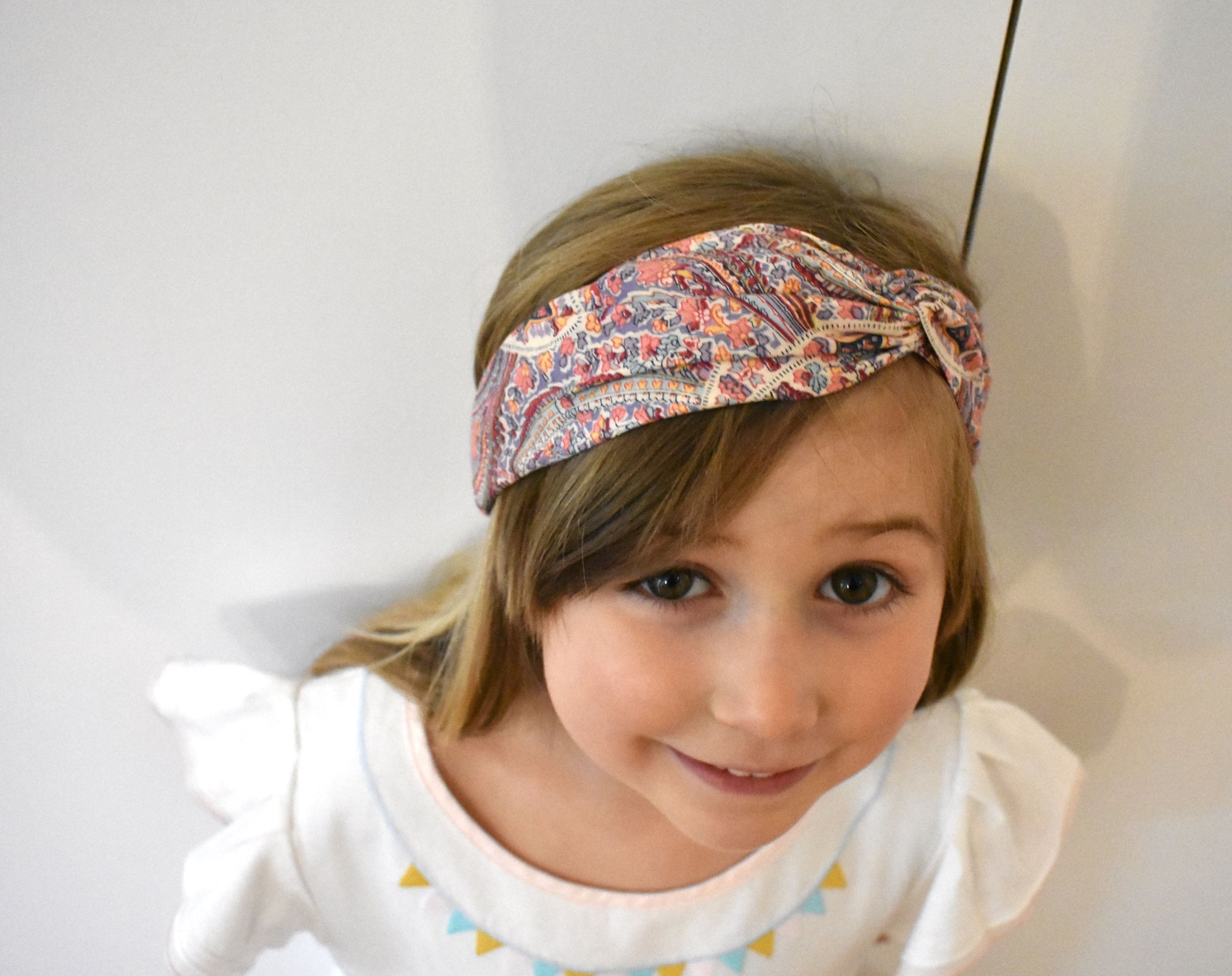 Tot Knot Twisted hairband - Limited Edition Pink Paisley original 1970s fabric - Tot Knots of Brighton
