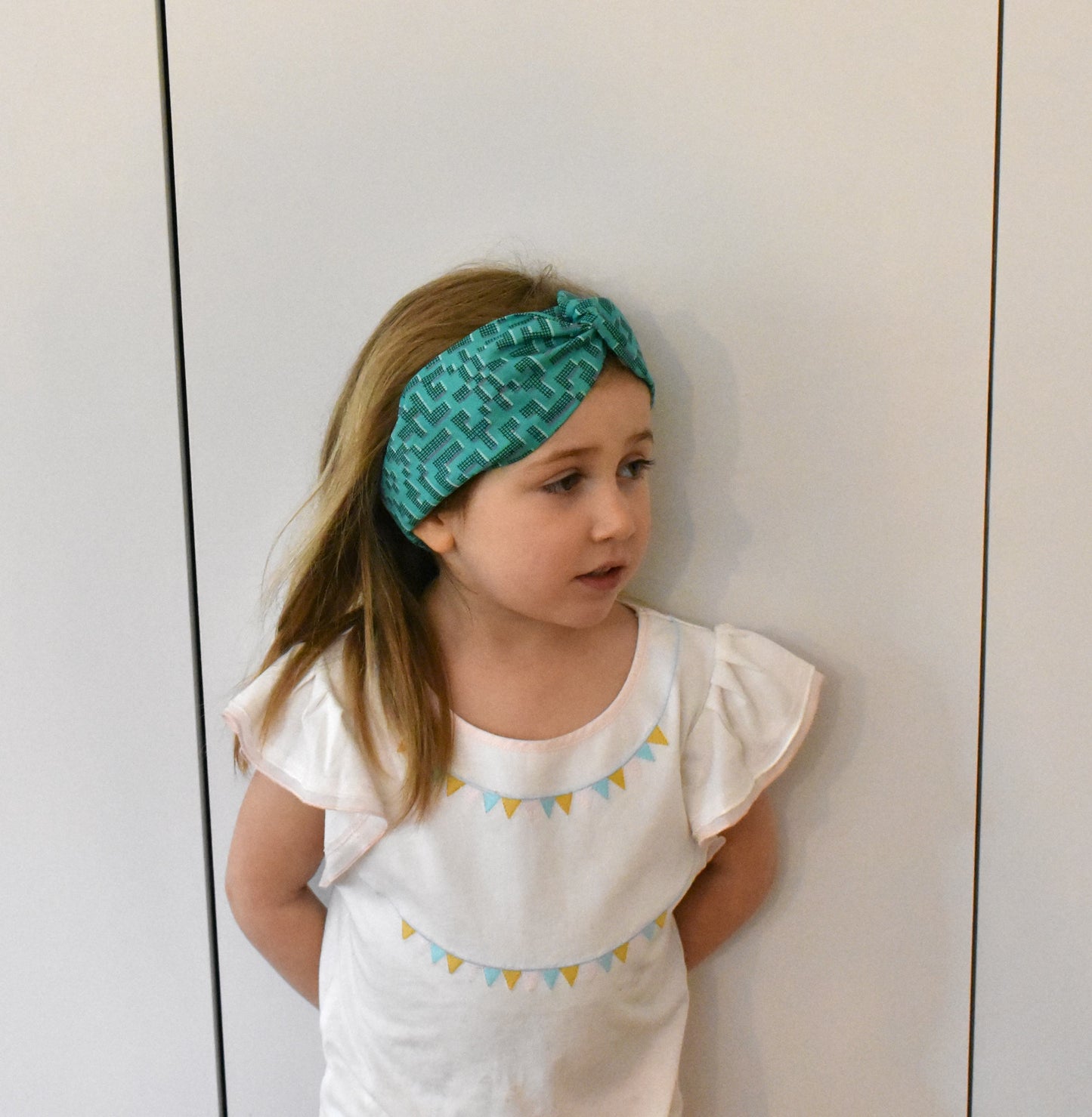Tot Knot Twisted hairband - Graphic Turquoise Jade - Tot Knots of Brighton