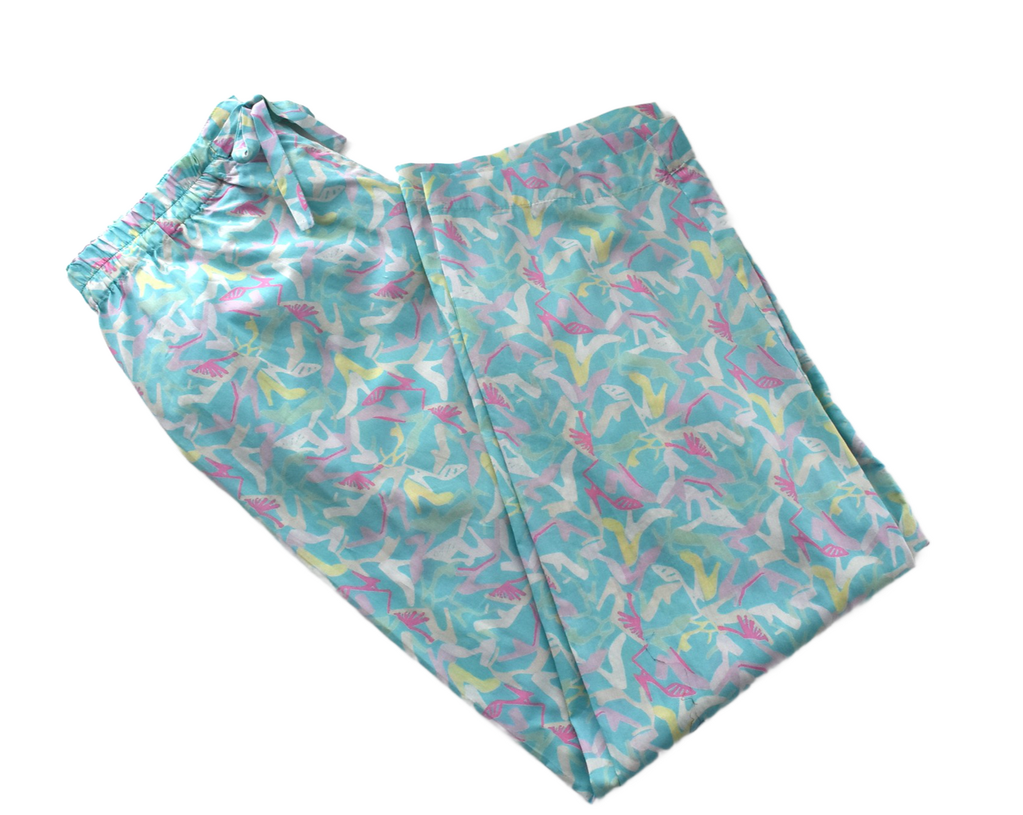 Classic Pyjama bottoms - Vintage Liberty London Clara in turquoise - shoe print