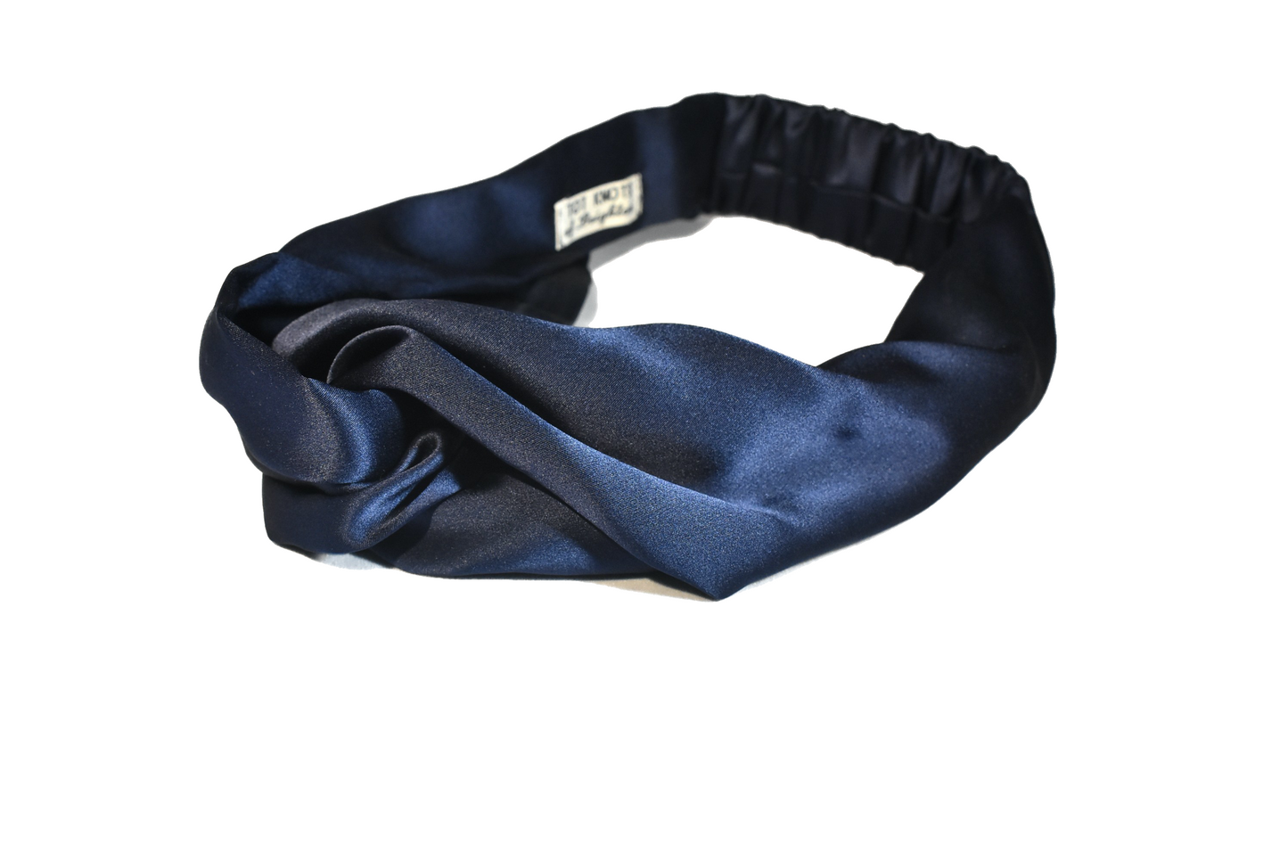 Navy Blue Silk Twisted Turban hairband and neck scarf in Mulberry Silk - 100% pure silk satin