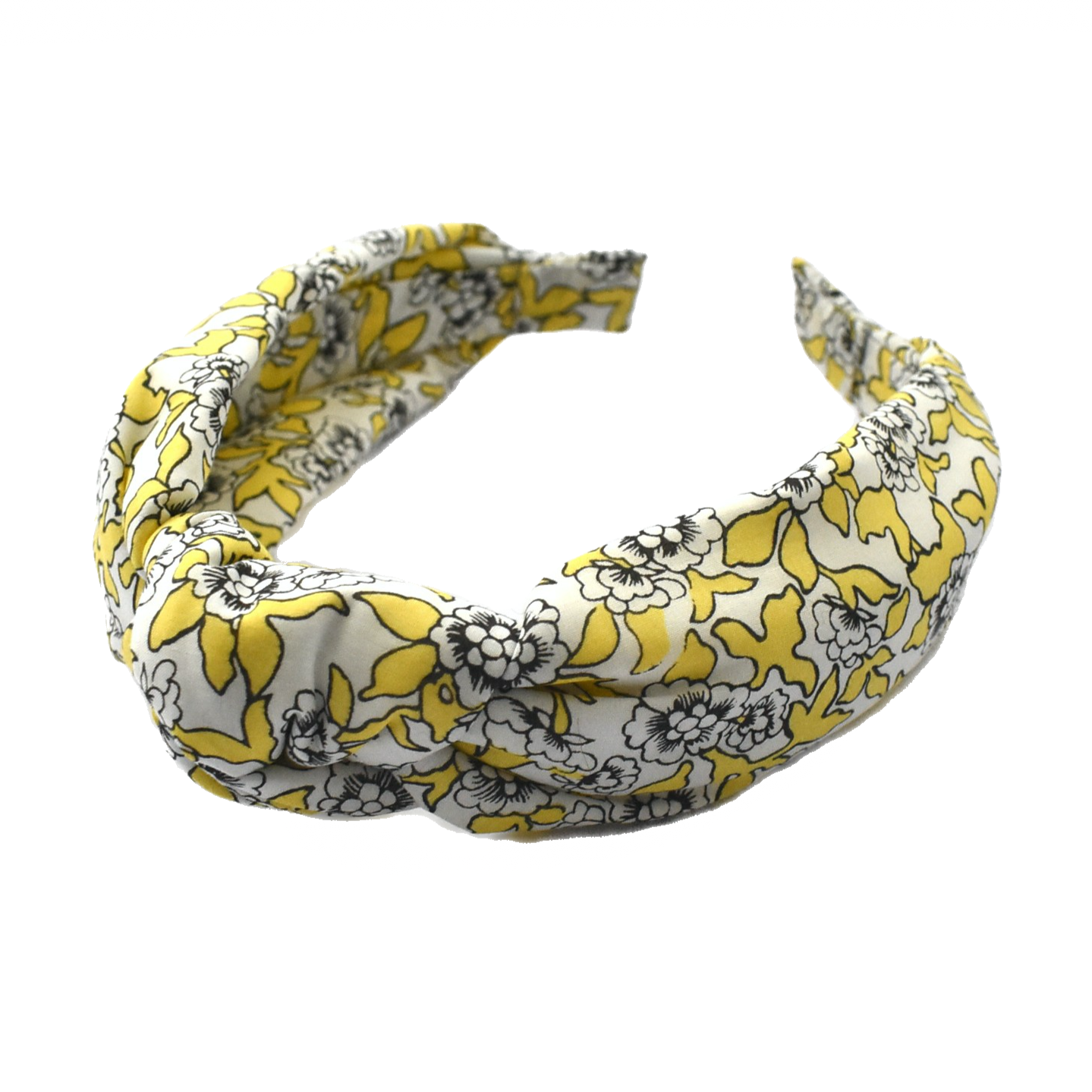 Classic Knot head band - Yellow and Black Floral Liberty of London Dinisty print