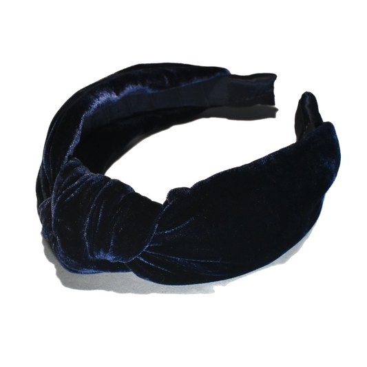 Classic Knot silk velvet headband - Navy Blue Silk Velvet