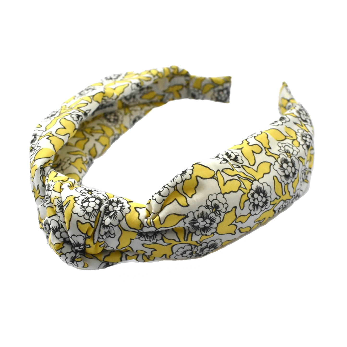 Classic Knot head band - Yellow and Black Floral Liberty of London Dinisty print