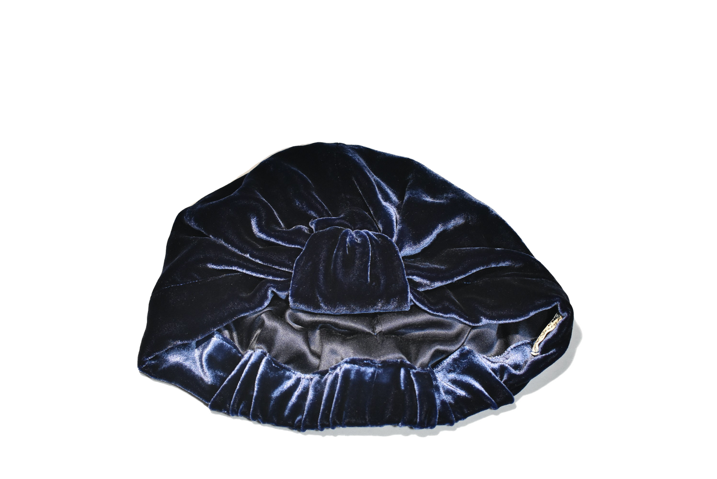 Luxury silk-velvet Turban & Head wrap - Navy Blue Velvet