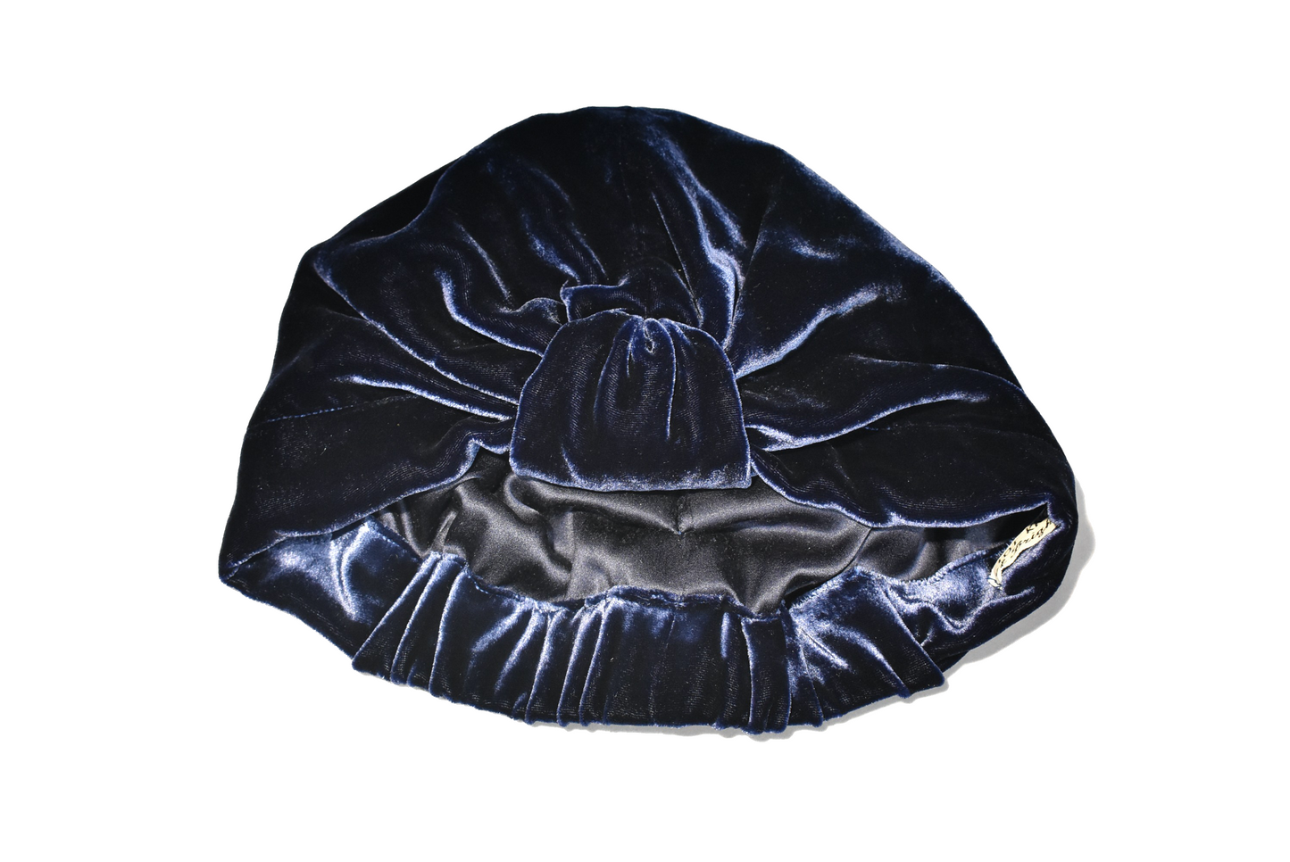 Luxury silk-velvet Turban & Head wrap - Navy Blue Velvet