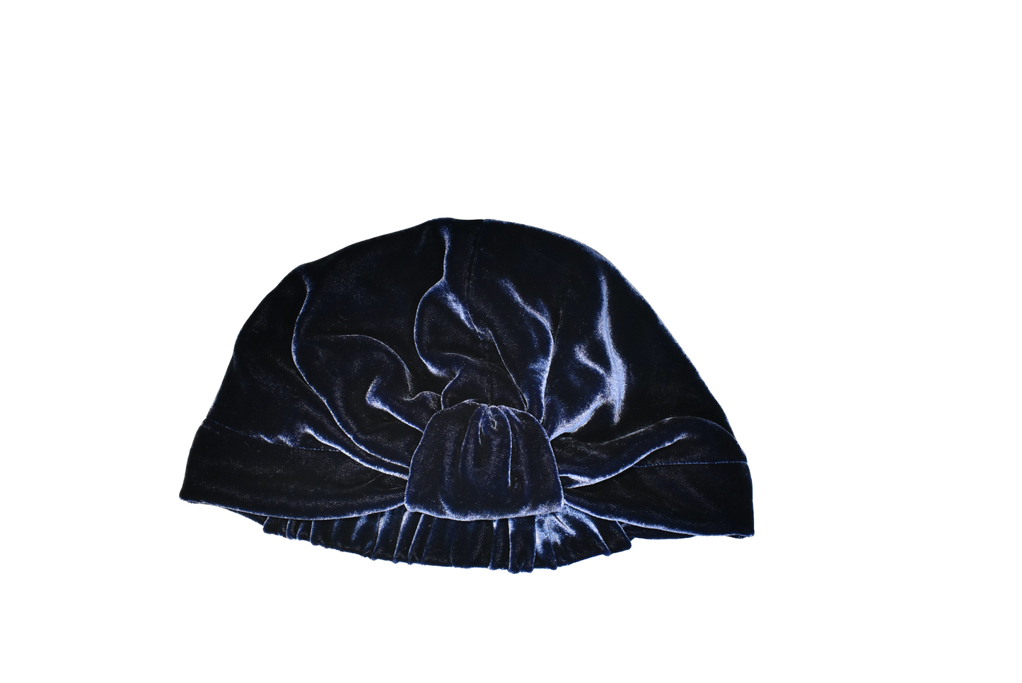 Luxury silk-velvet Turban & Head wrap - Navy Blue Velvet