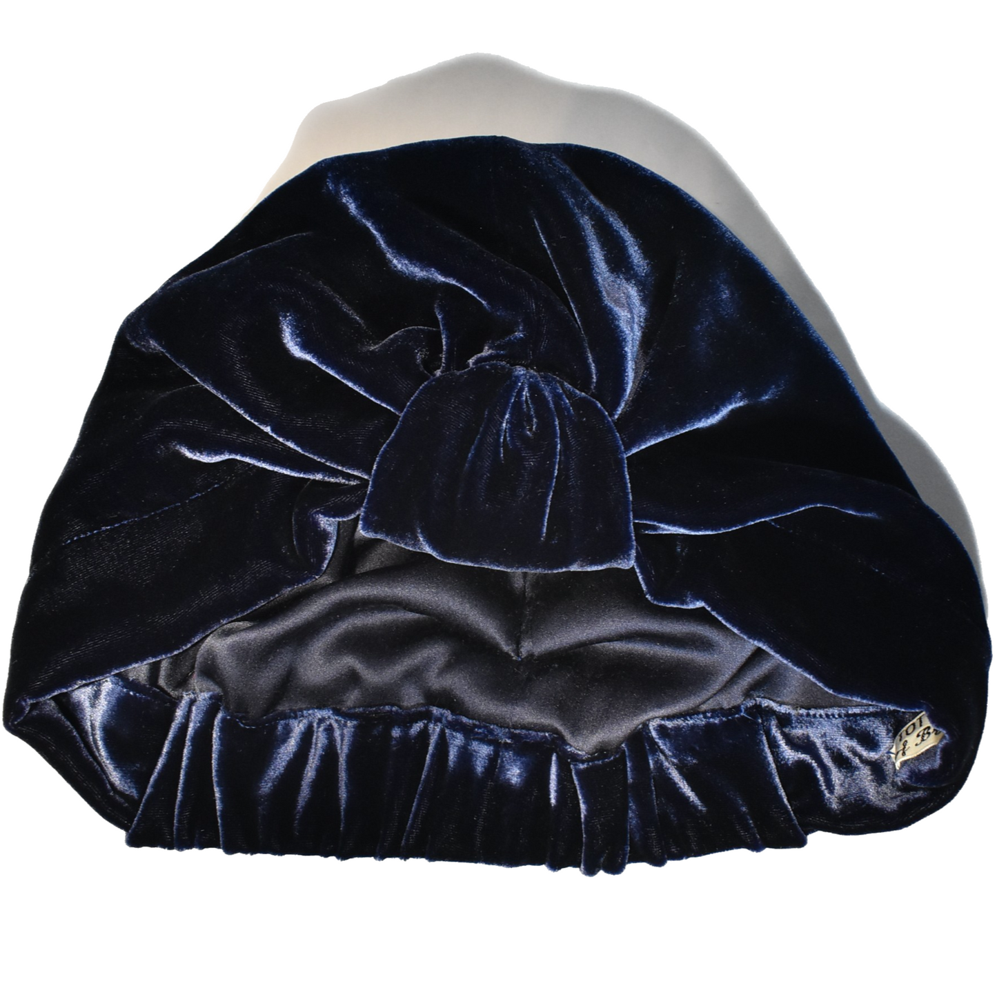 Luxury silk-velvet Turban & Head wrap - Navy Blue Velvet