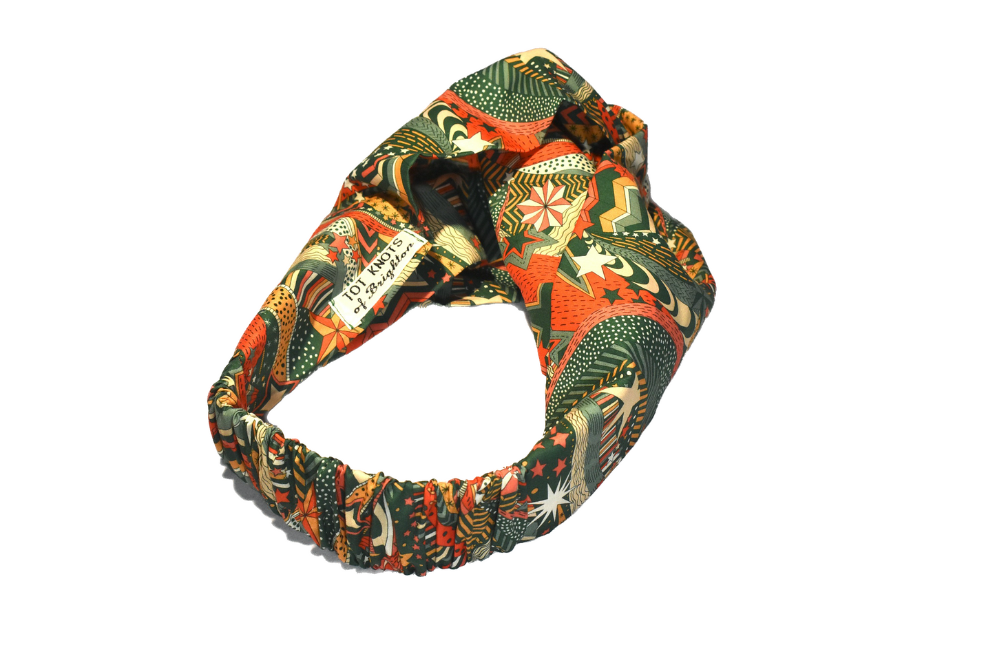 Ladies Twisted Turban hairband and neck scarf in My Little Star Liberty of London Christmas print