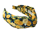 Silk Twisted Alice band - Liberty of London Stone Garden Yellow Rose 100% Silk Satin - Silk & Lawn