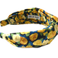 Silk Twisted Alice band - Liberty of London Stone Garden Yellow Rose 100% Silk Satin - Silk & Lawn
