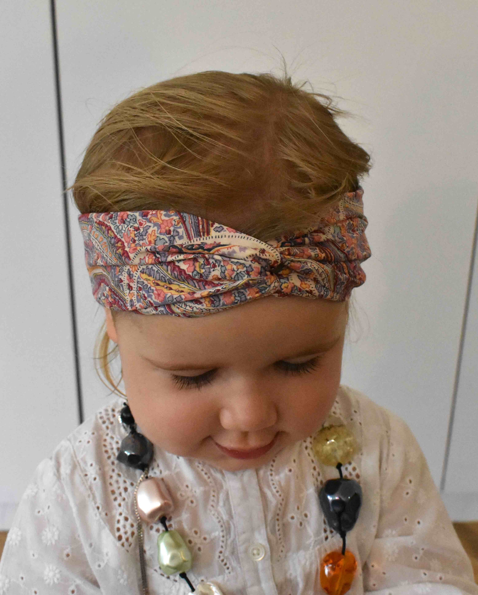 Tot Knot Twisted hairband - Limited Edition Pink Paisley original 1970s fabric - Tot Knots of Brighton