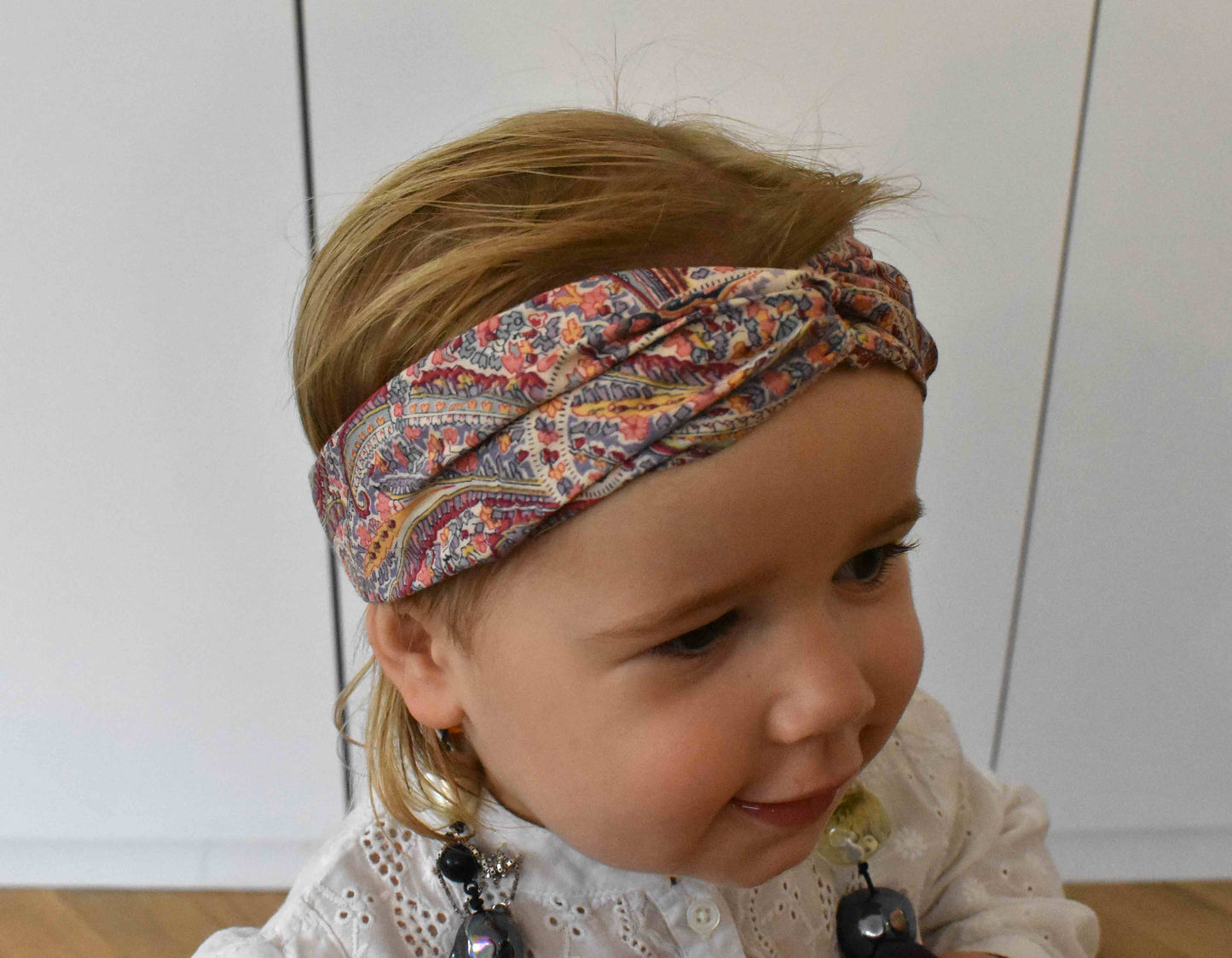 Tot Knot Twisted hairband - Limited Edition Pink Paisley original 1970s fabric - Tot Knots of Brighton
