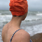 Salty Sea Knot - Swimming Cap Topper - Swim Turban - Tangerine Orange - Silk & Lawn