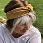 Ladies Twisted Turban Headband - Liberty of London Mustard Yellow - Silk & Lawn