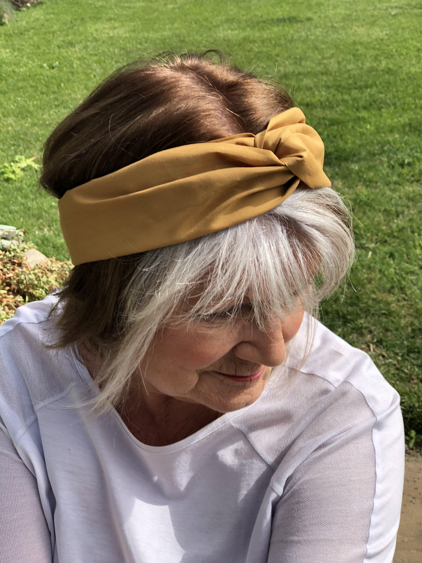 Ladies Twisted Turban Headband - Liberty of London Mustard Yellow